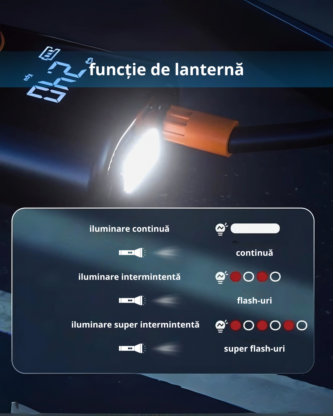compresor auto portabil Brily cu functie de baterie externa si lanterna