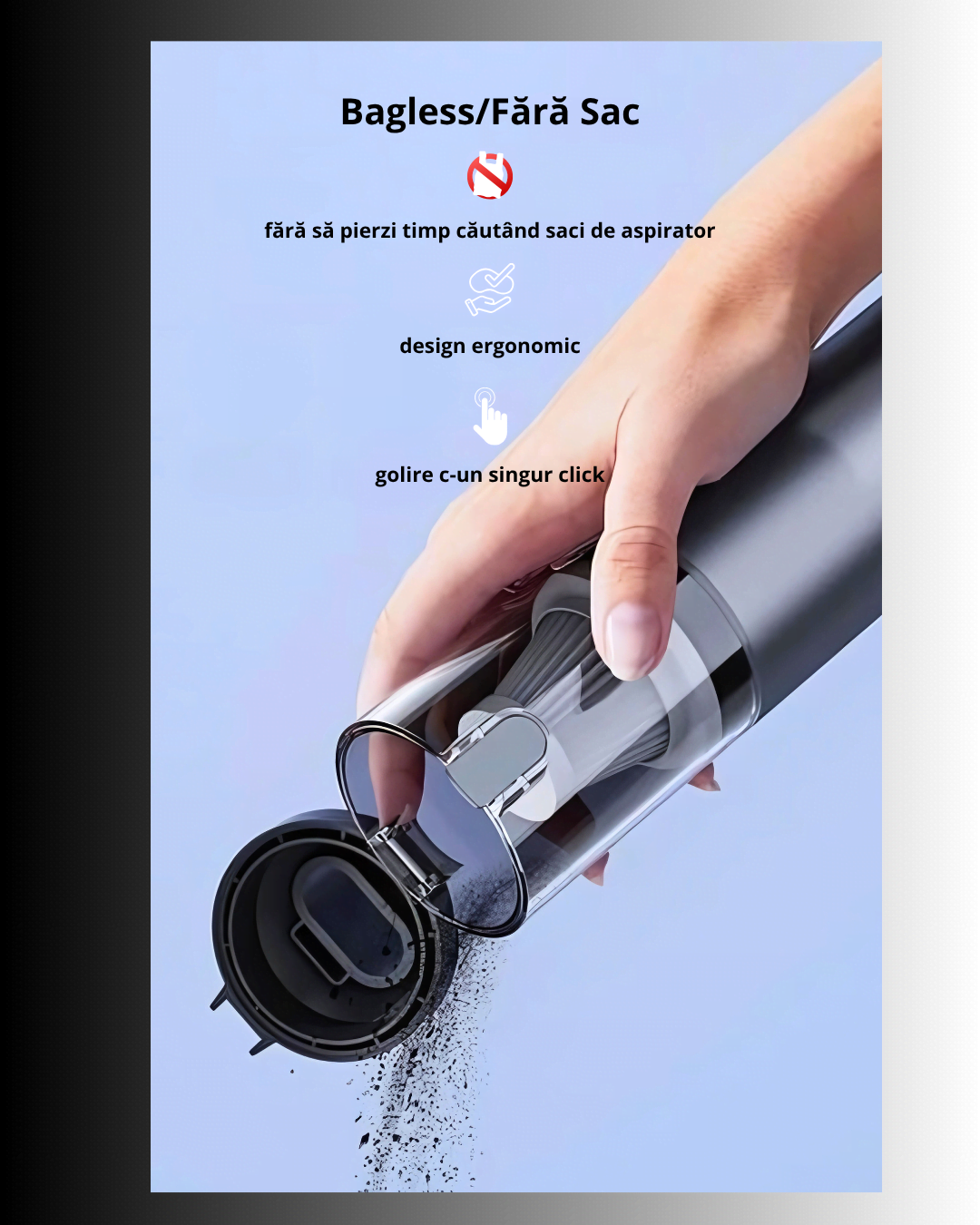 aspirator auto wireless fara sac Brily
