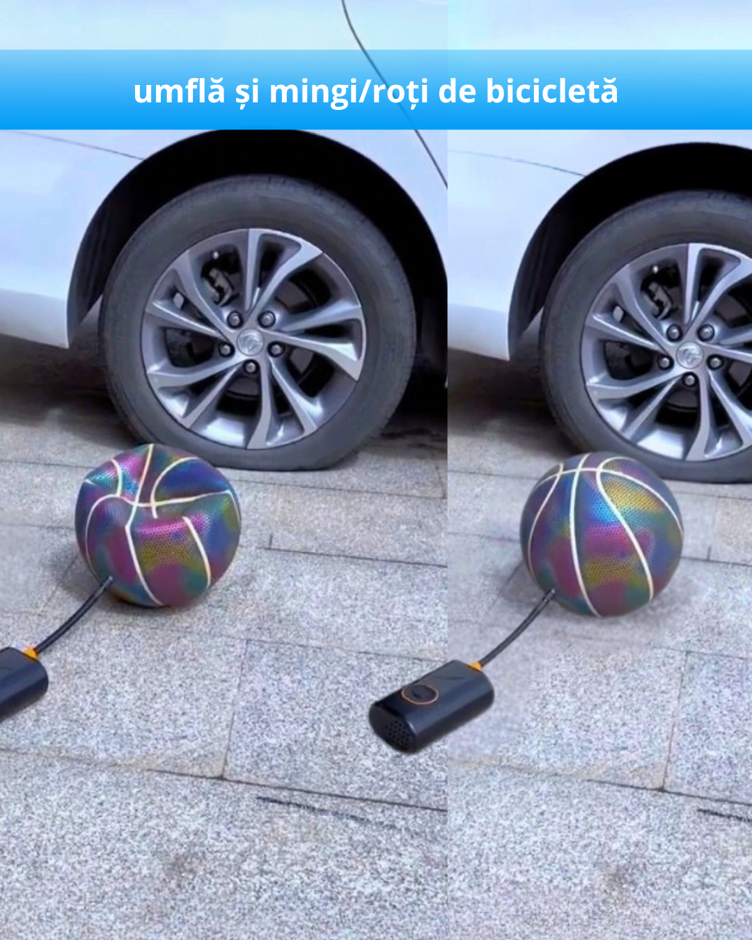 compresor auto portabil Brily cu functie de baterie externa si lanterna
