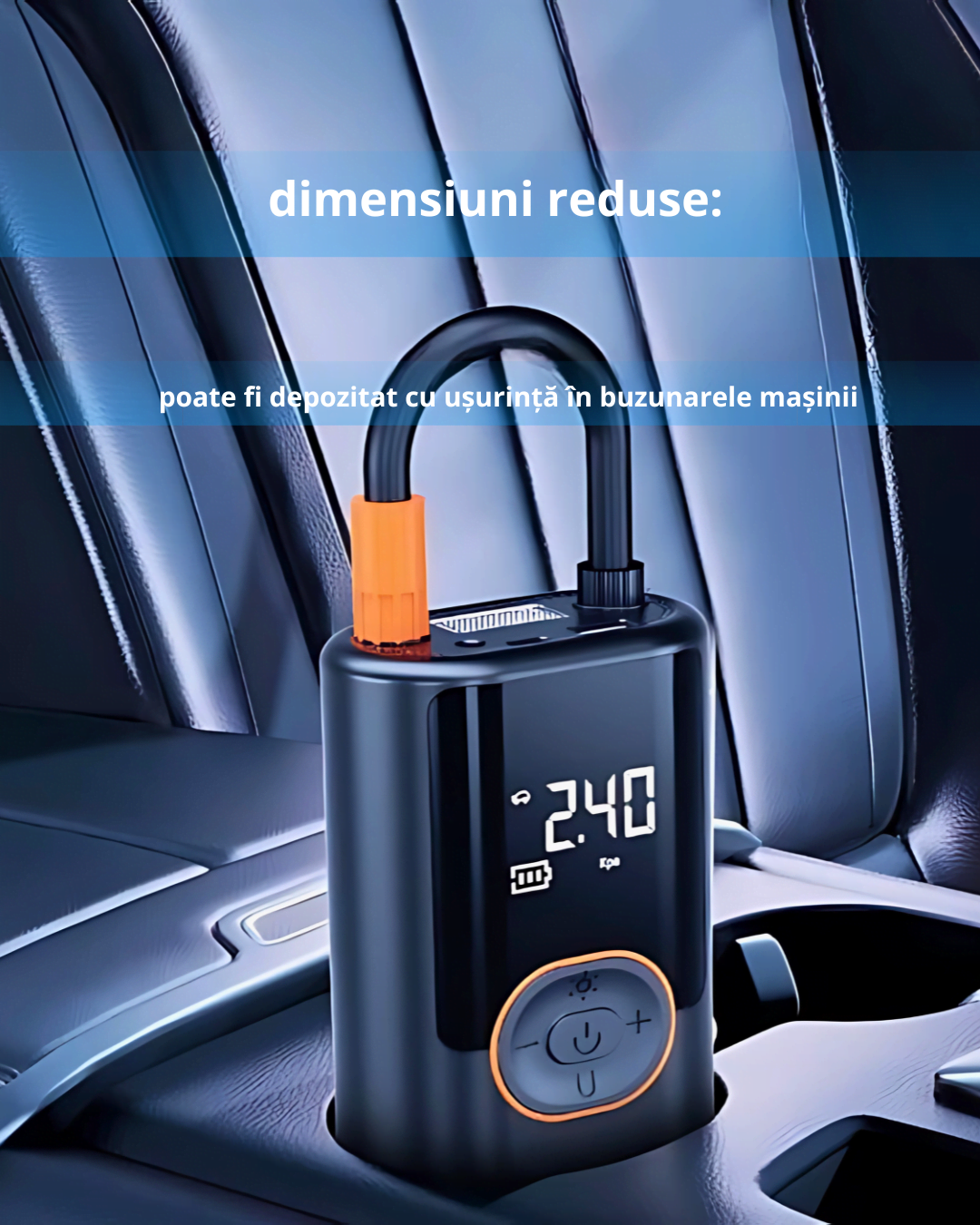 compresor auto portabil Brily cu functie de baterie externa si lanterna