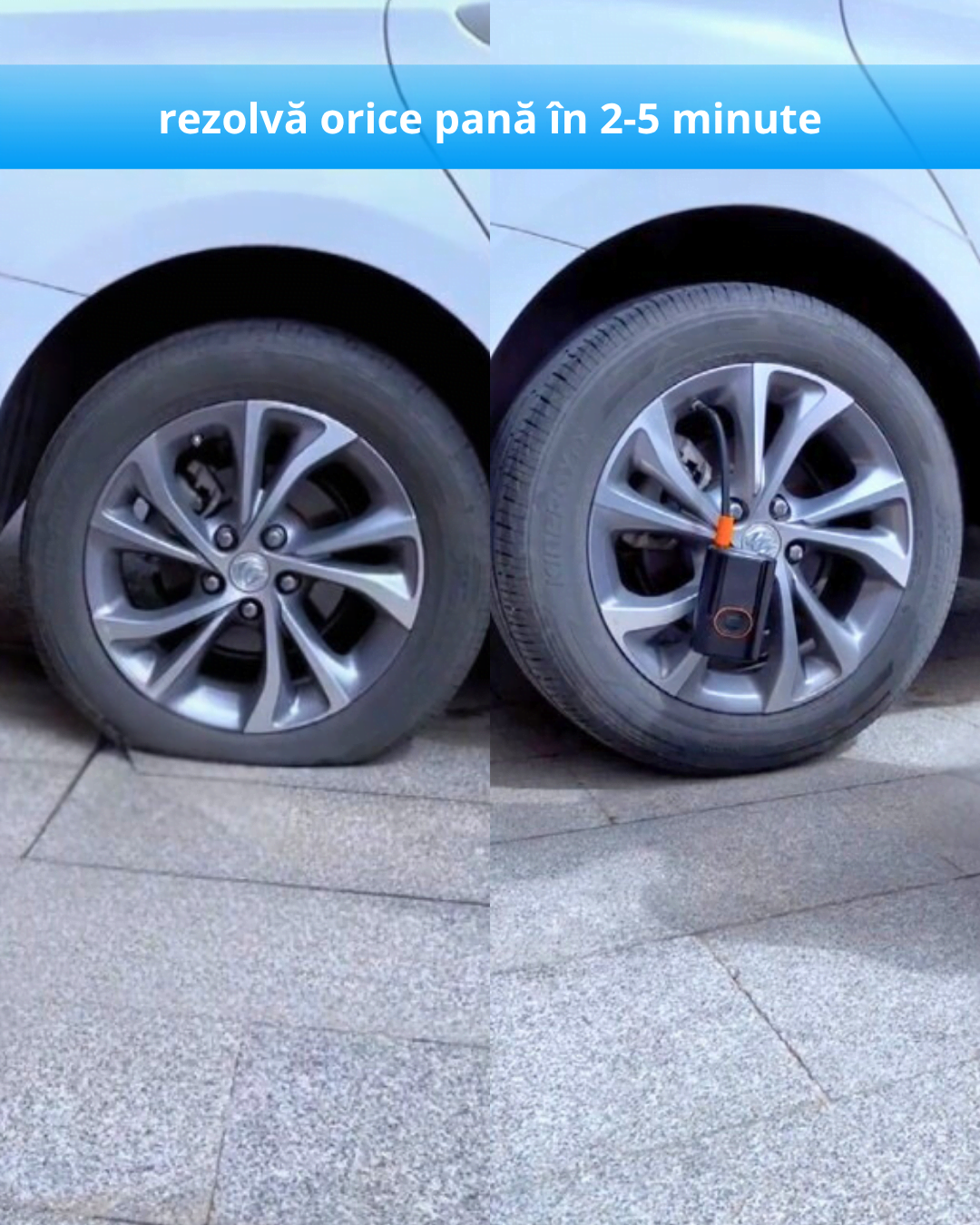 compresor auto portabil Brily cu functie de baterie externa si lanterna