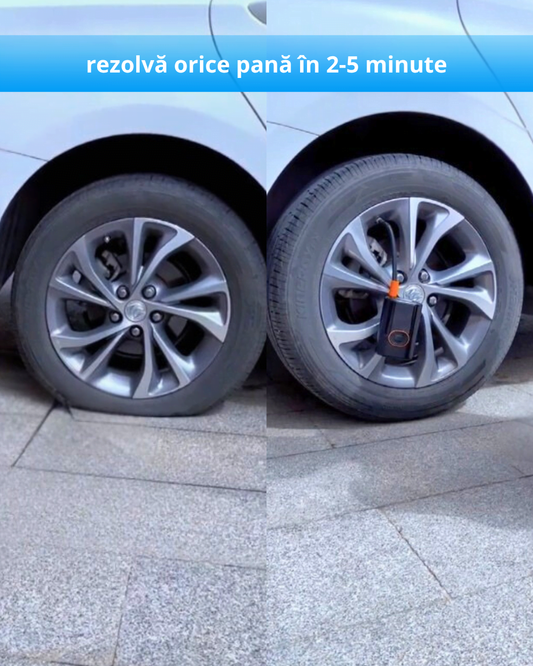 compresor auto portabil Brily cu functie de baterie externa si lanterna